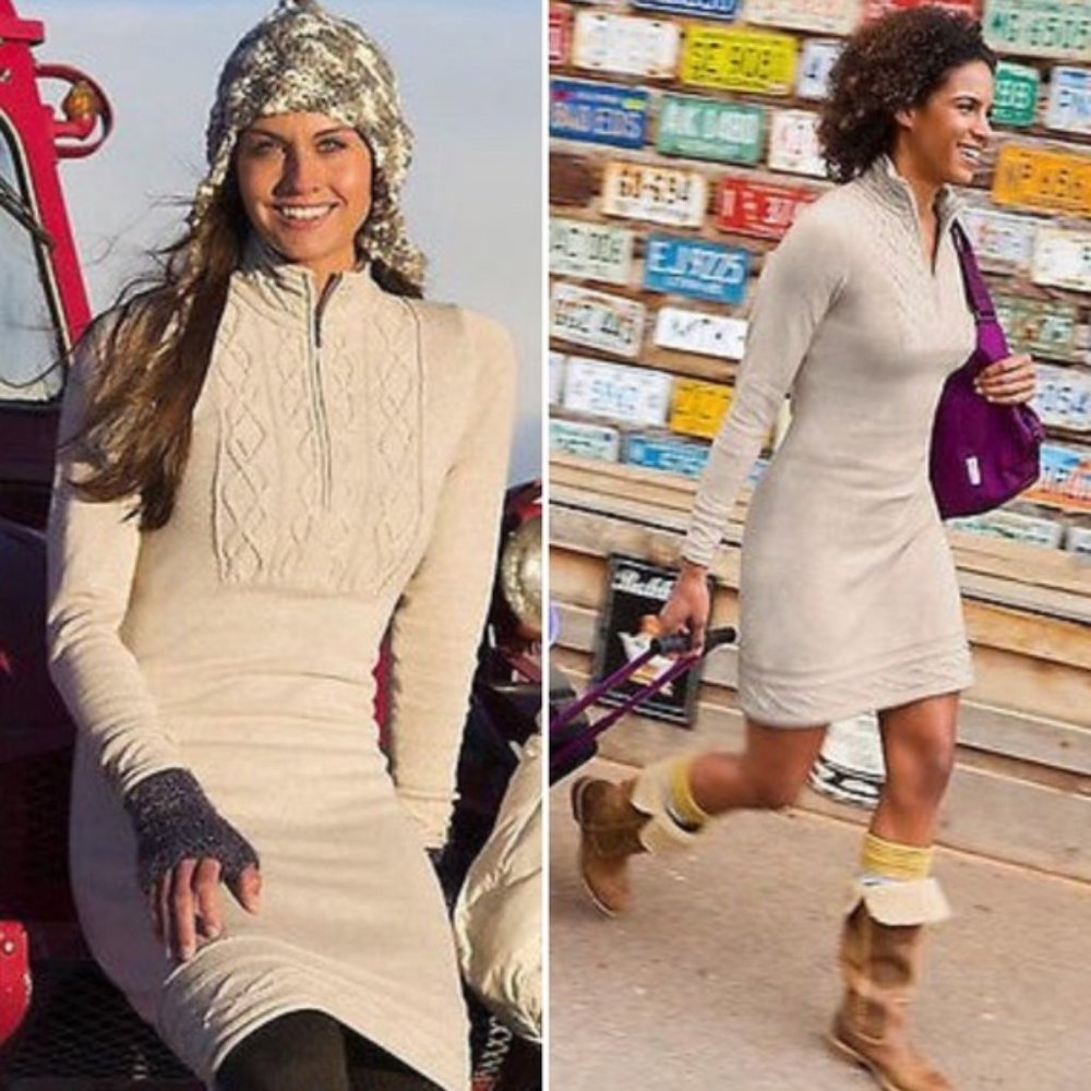Athleta Sawtooth Oatmeal Sweater Dress